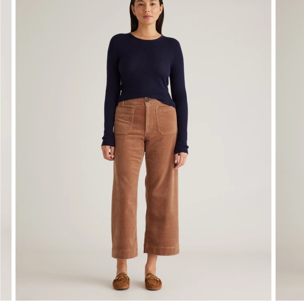 Organic stretch Corduroy cropped wide leg pants